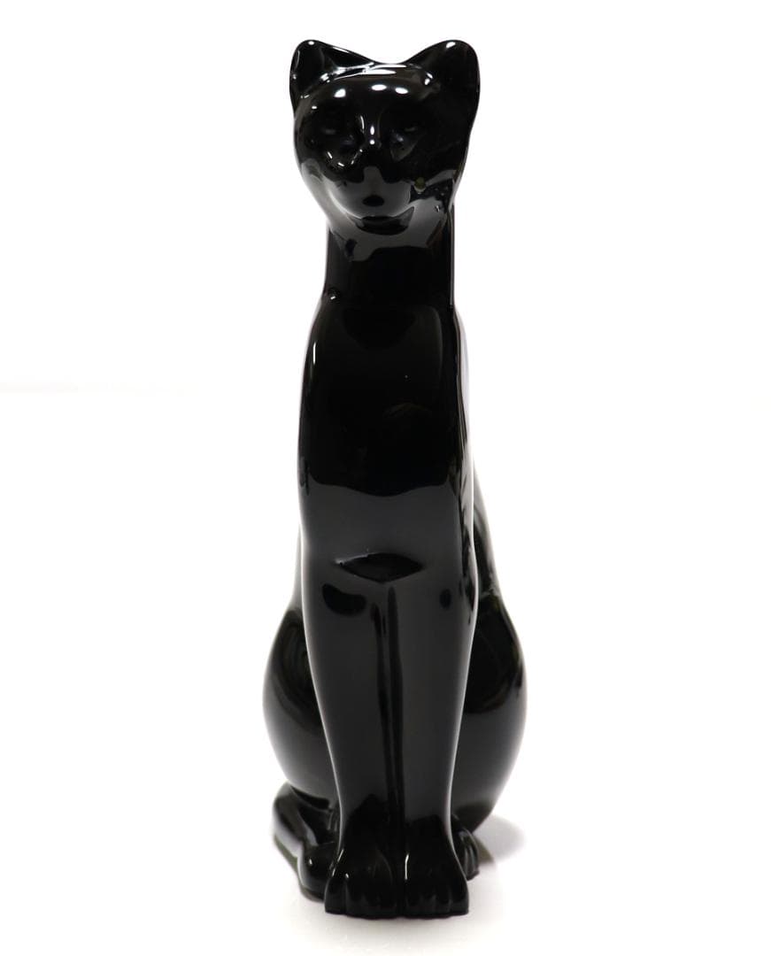 バカラ 大型 ブラッククリスタルガラス製 フィギュリン 16cm 漆黒の猫 置物