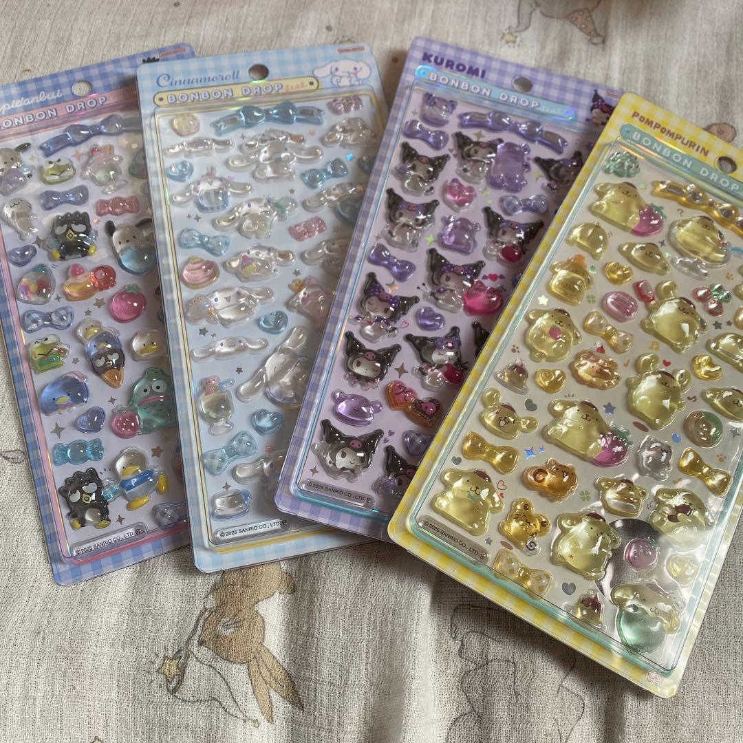 正規品　ボンボンドロップシール　サンリオ　はぴだんぶい　クロミ　プリン　シナモン