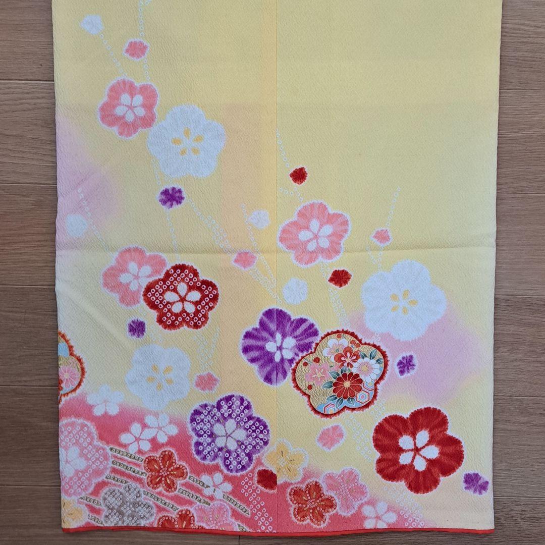 未使用に近い フルセット 七五三着物 七歳祝着(クリーム地金彩梅柄)
