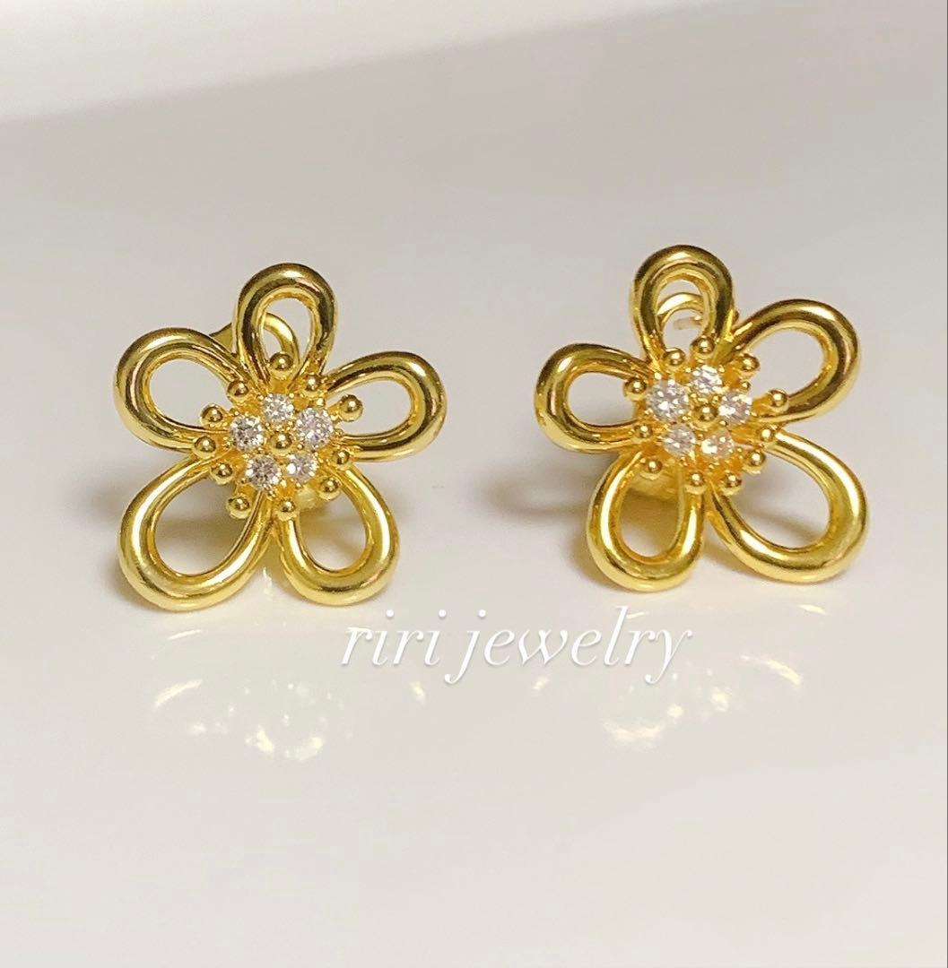 S*r様 感謝オークション！ イエローゴールド 花型 フラワーレース クリップ式