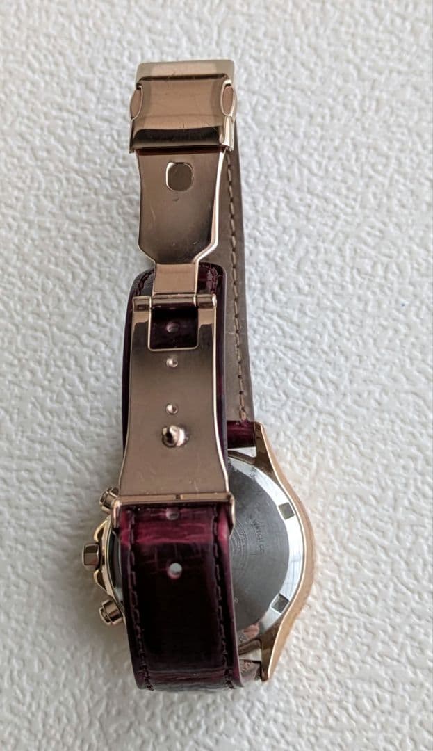 XC　エコドライブ　サクラピンク　クロノグラフ　レディース　革　ベルト