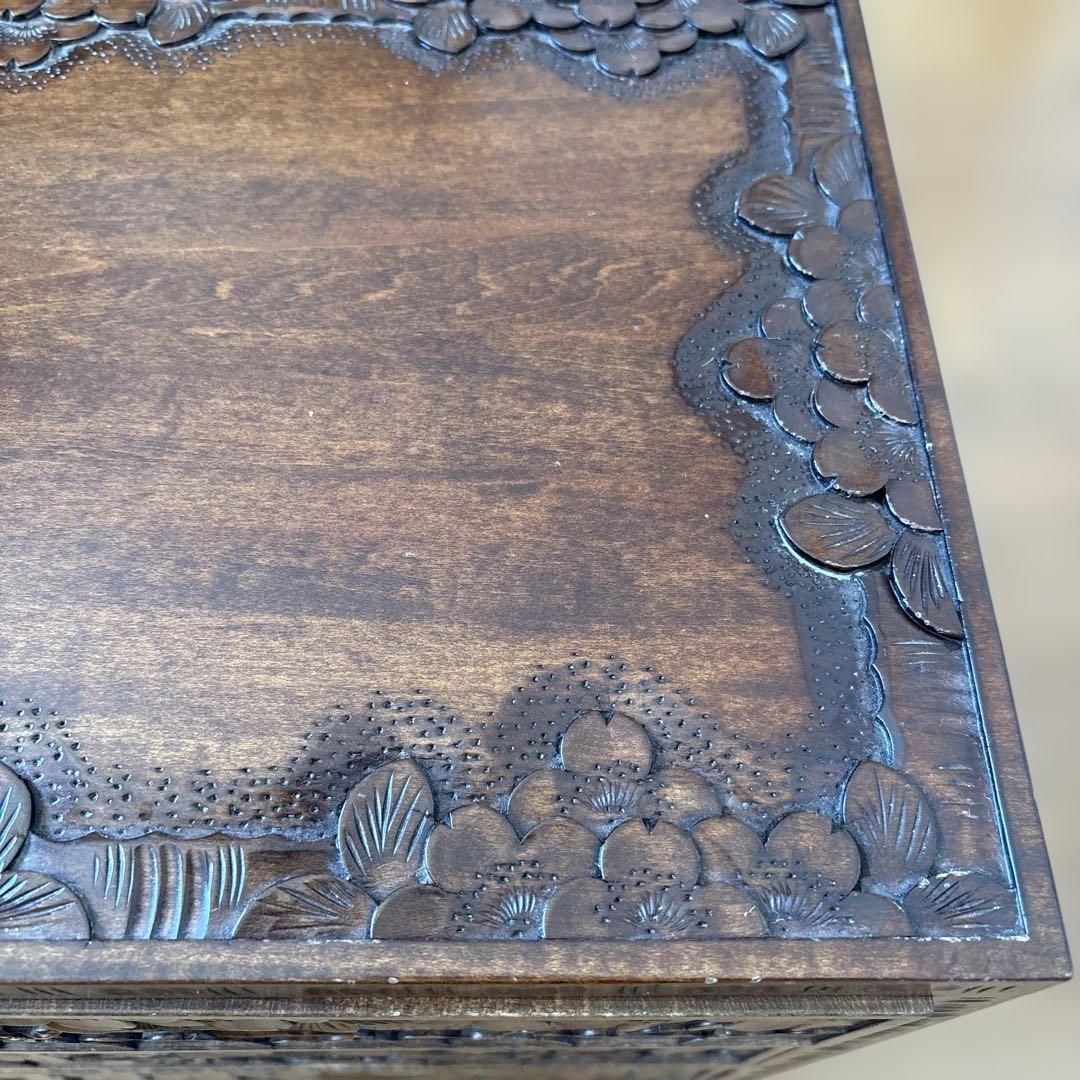 木製彫刻小物収納 3段引き出し　軽井沢彫