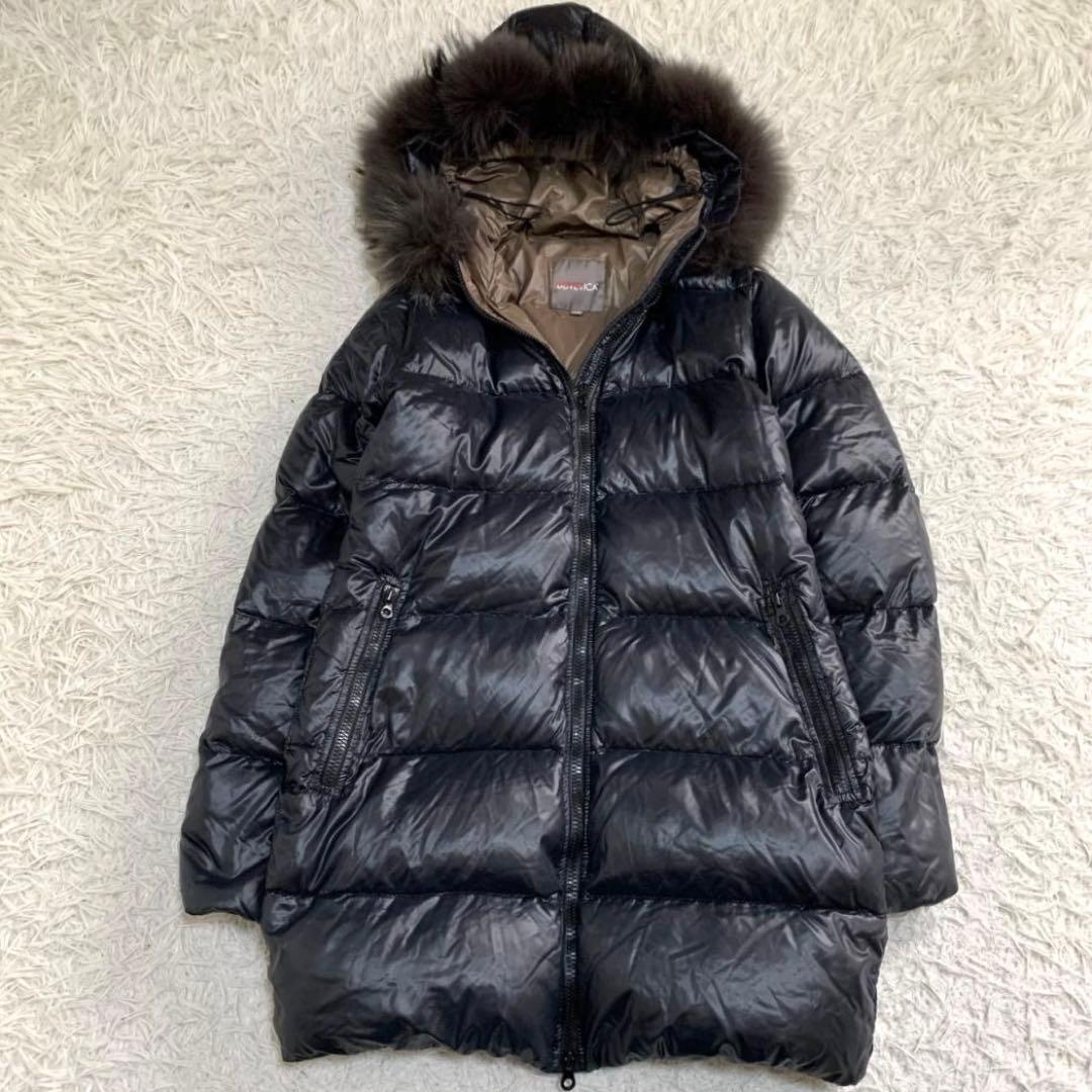 17201✨デュベティカ 40 ラクーンファー ロングダウンコート ブラック系