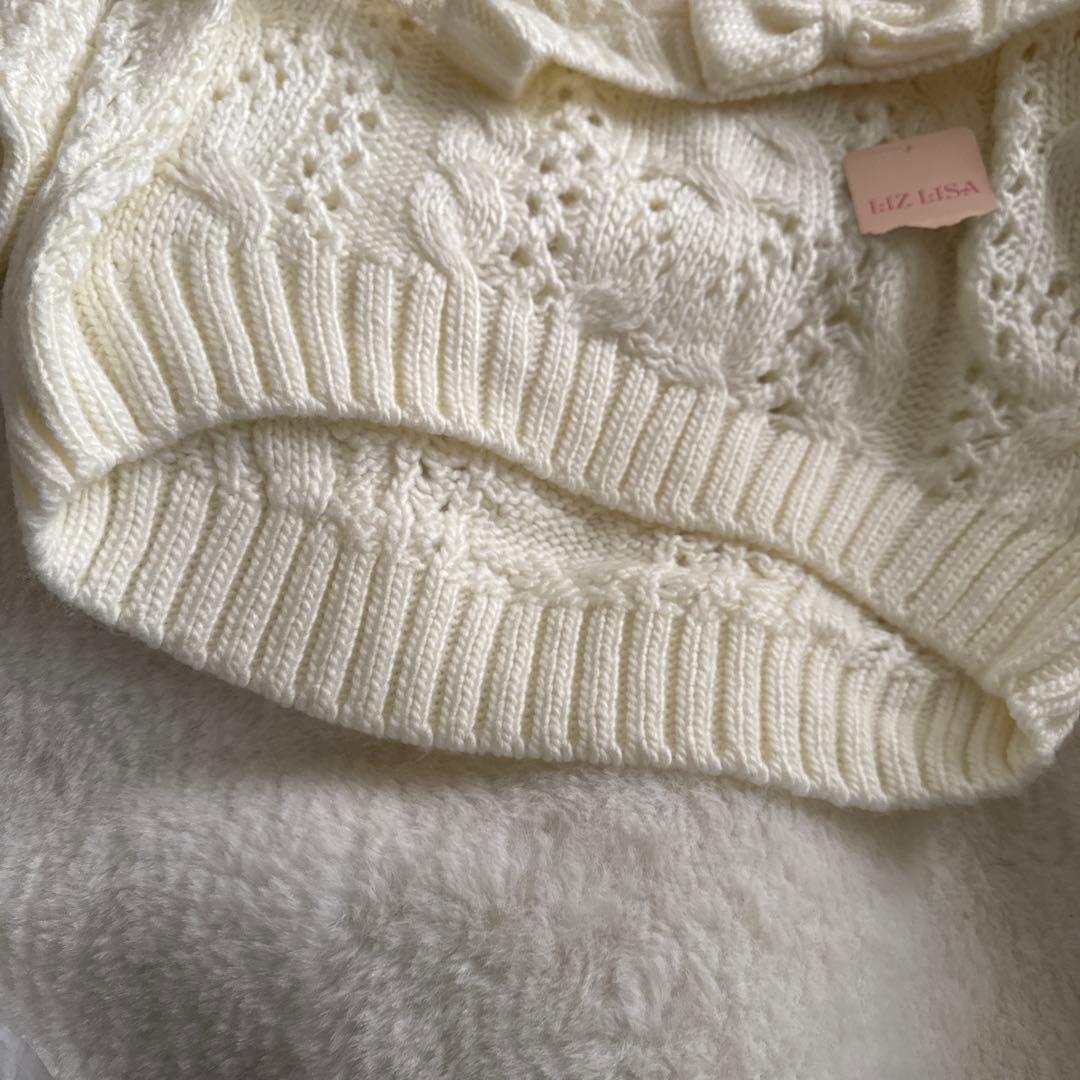 リズリサ　セーターLIZ LISA肩のレース　リボン　可愛いケーブル編み