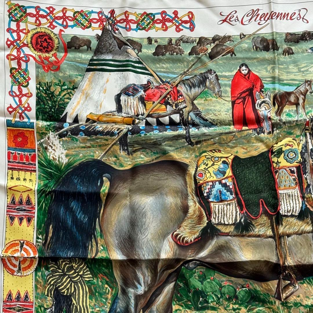 【正規品】HERMES エルメス スカーフ カレ90 シャイアン族 シルク 大判