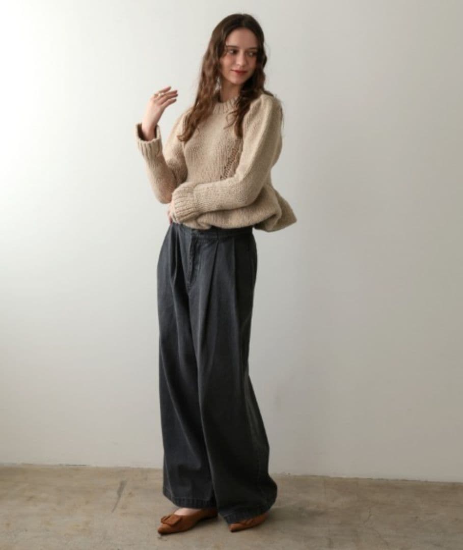 【Donoban】ハンドメイドパフニット　ベージュ