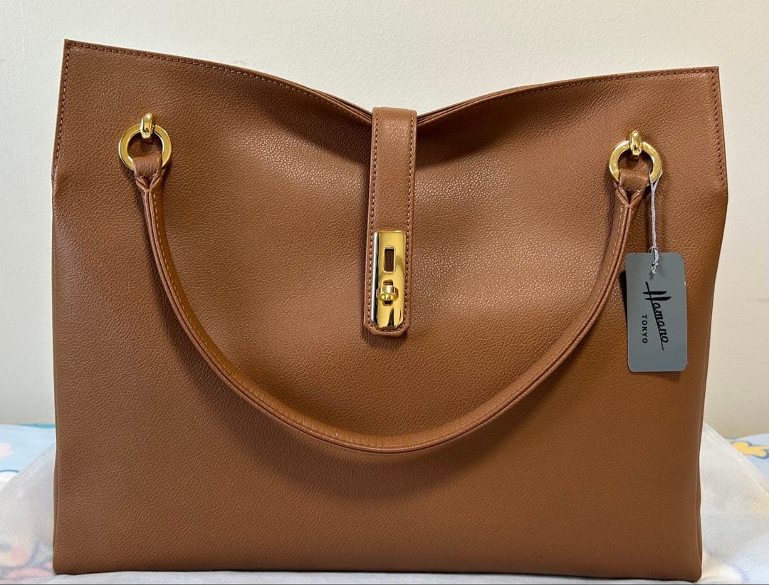 濱野皮革工藝　グレーストートバッグキャメル　A4サイズ収納