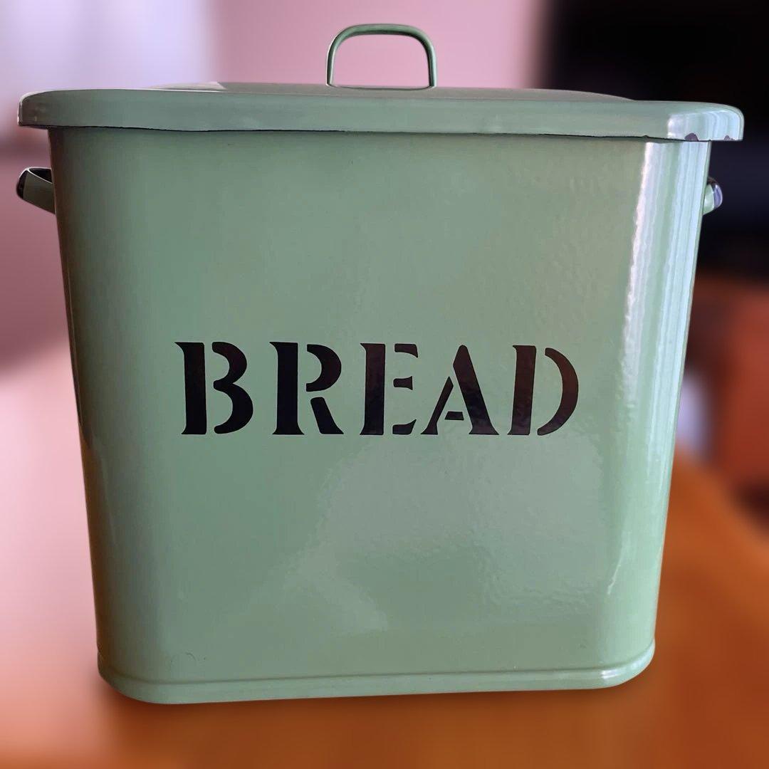 カントリー　ホーロー　ブレッド缶　BREAD　ケース　協和工業　グリーン