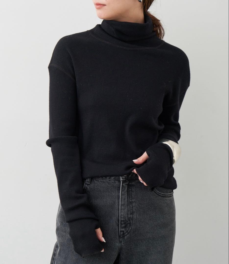 タグ付き未使用 Deuxieme Classe ribタートル 黒 23AW