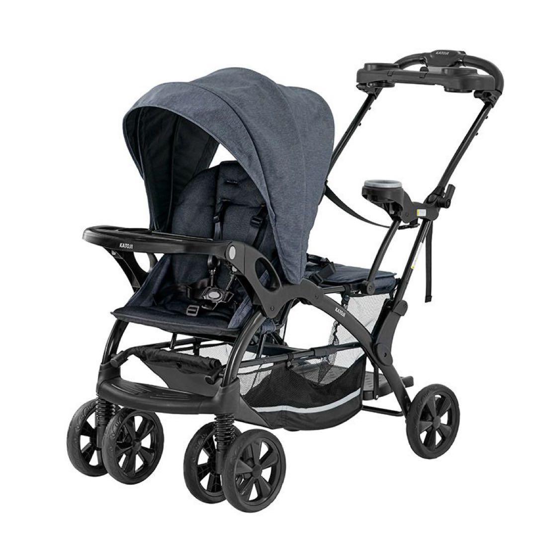 値下げ‼️カトージ　2人でゴーDX デニム　レインカバー付