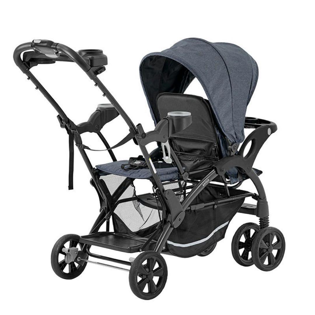 値下げ‼️カトージ　2人でゴーDX デニム　レインカバー付