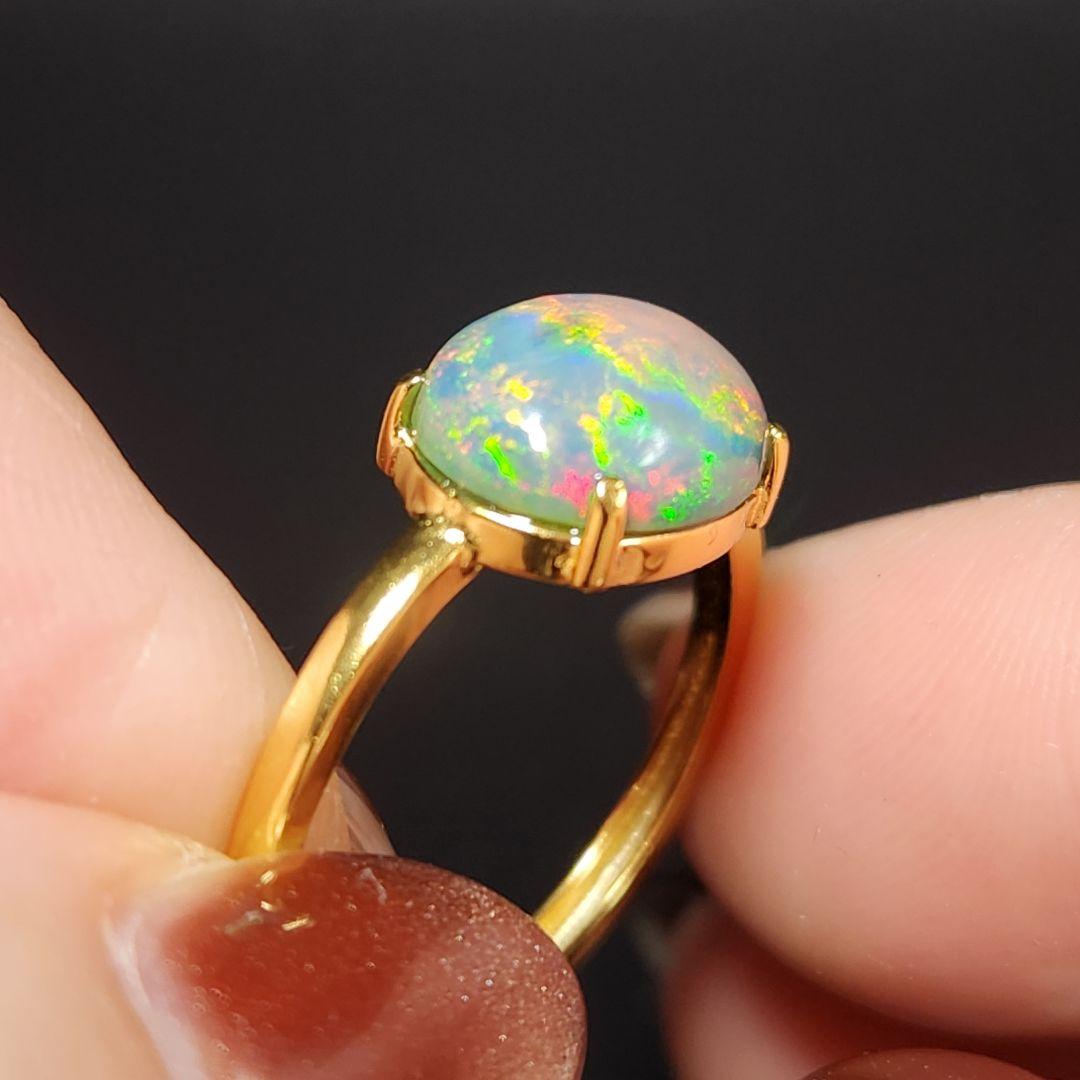 天然【新品】オパール フリーサイズリング silver925 ★ 大きめルース