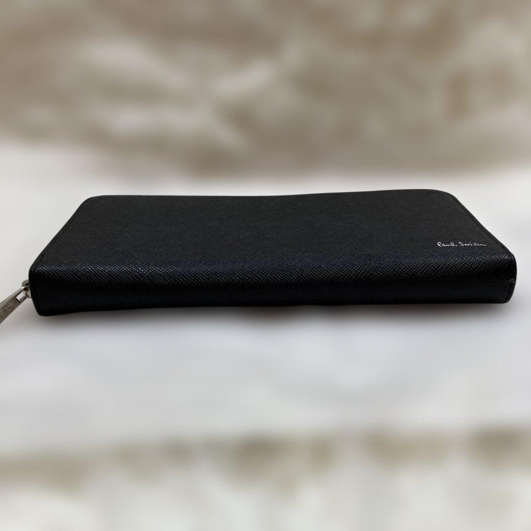 未使用級現行モデル 長財布 ブライトストライププラー 黒 ラウンドジップ