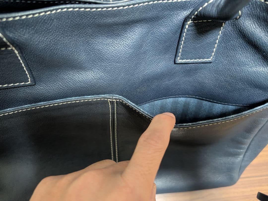 【極美品】マザーハウス トートバッグ 本革 ネイビー 間口2way A4収納可