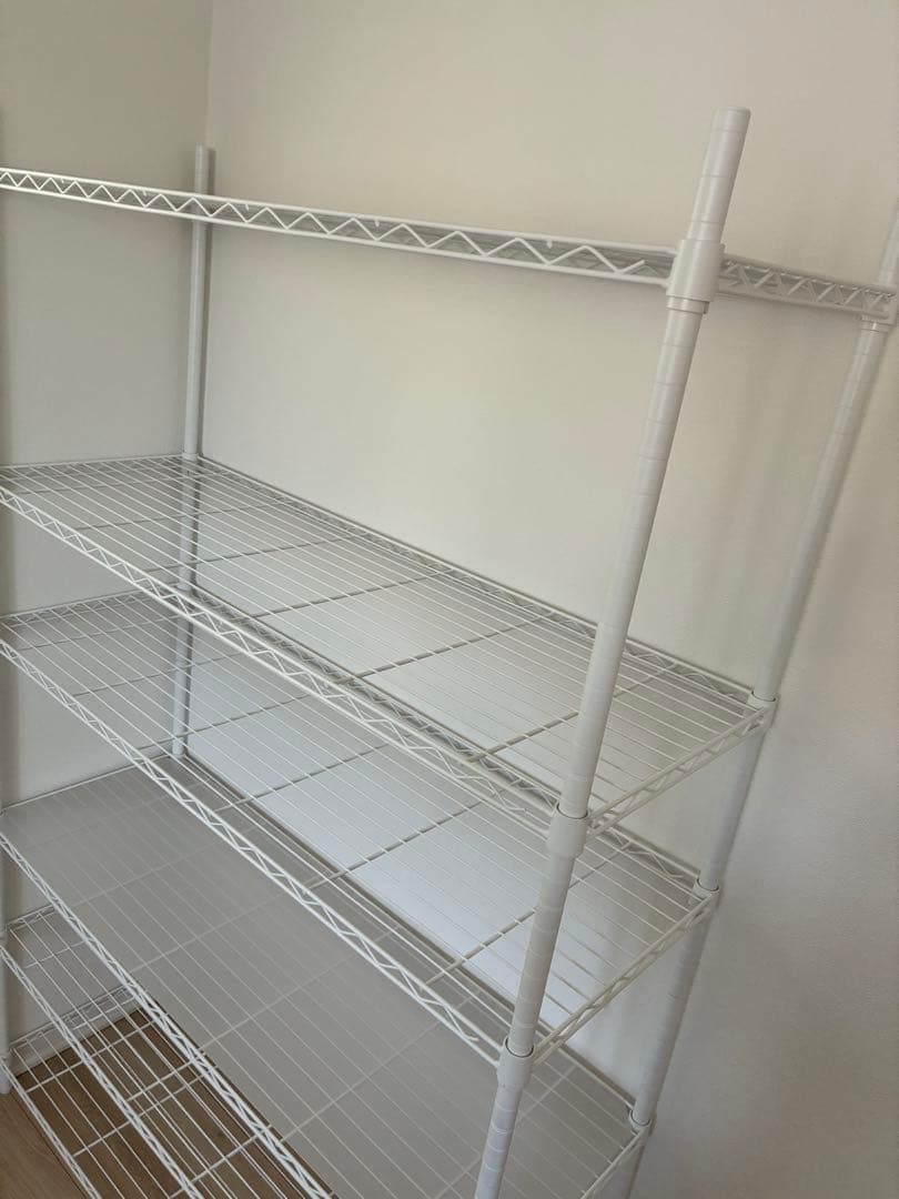 スチールラック 幅115cm 4段 ホワイト＋追加棚1段、PPシート1枚付