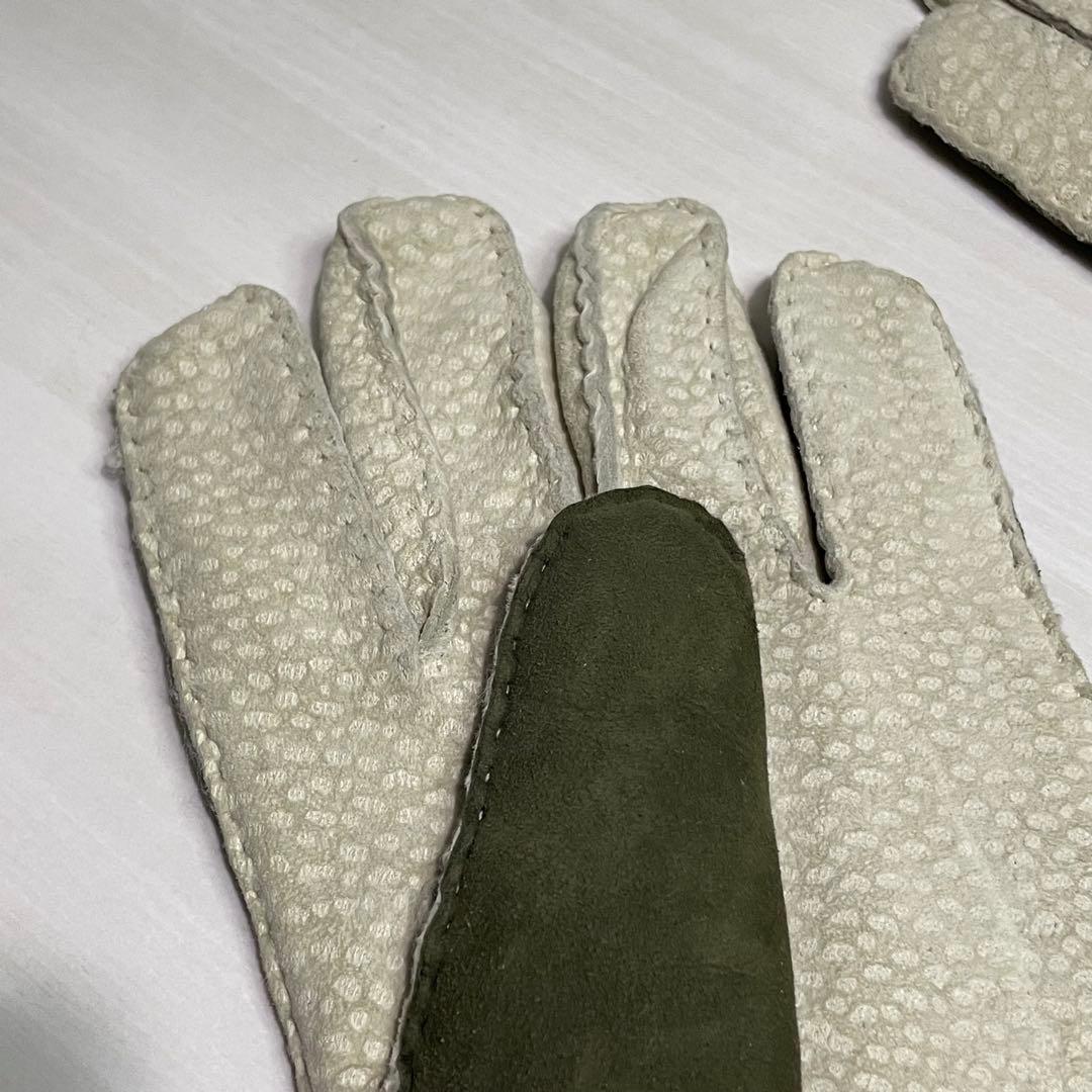 た*け様 メローラ☆メンズ 手袋☆カピバラレザー☆スエード☆カーキ☆ホワイト☆