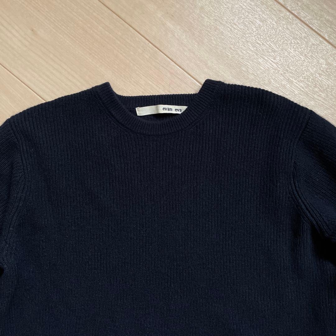evam eva エヴァムエヴァ ウールカシミヤ クルーネックプルオーバーニット