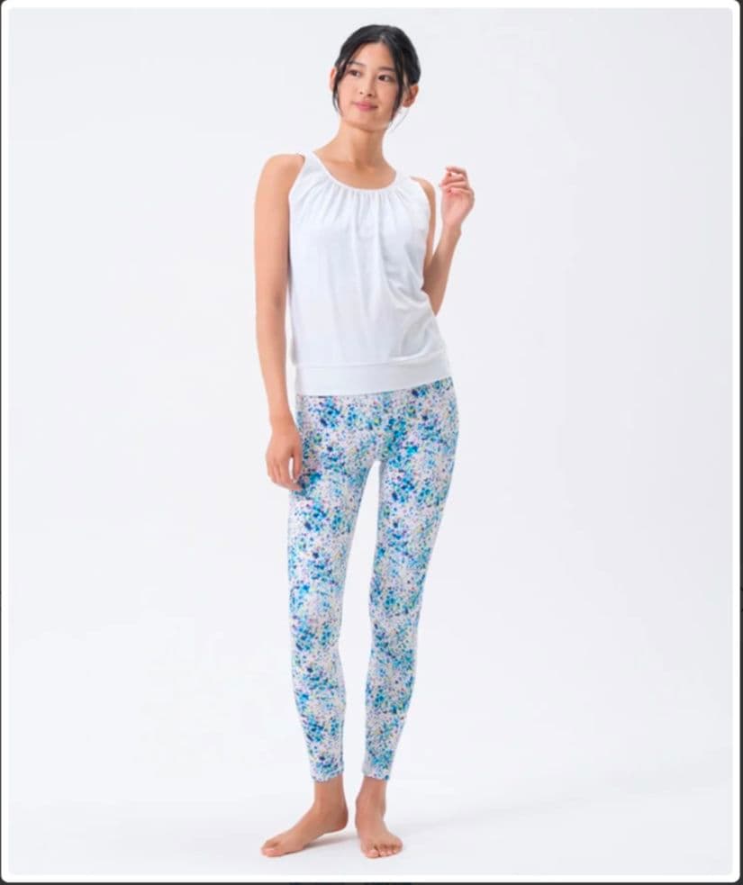 SUKALAフロントギャザータンクトップ付きトリプルセット　ホワイトアクア　LL