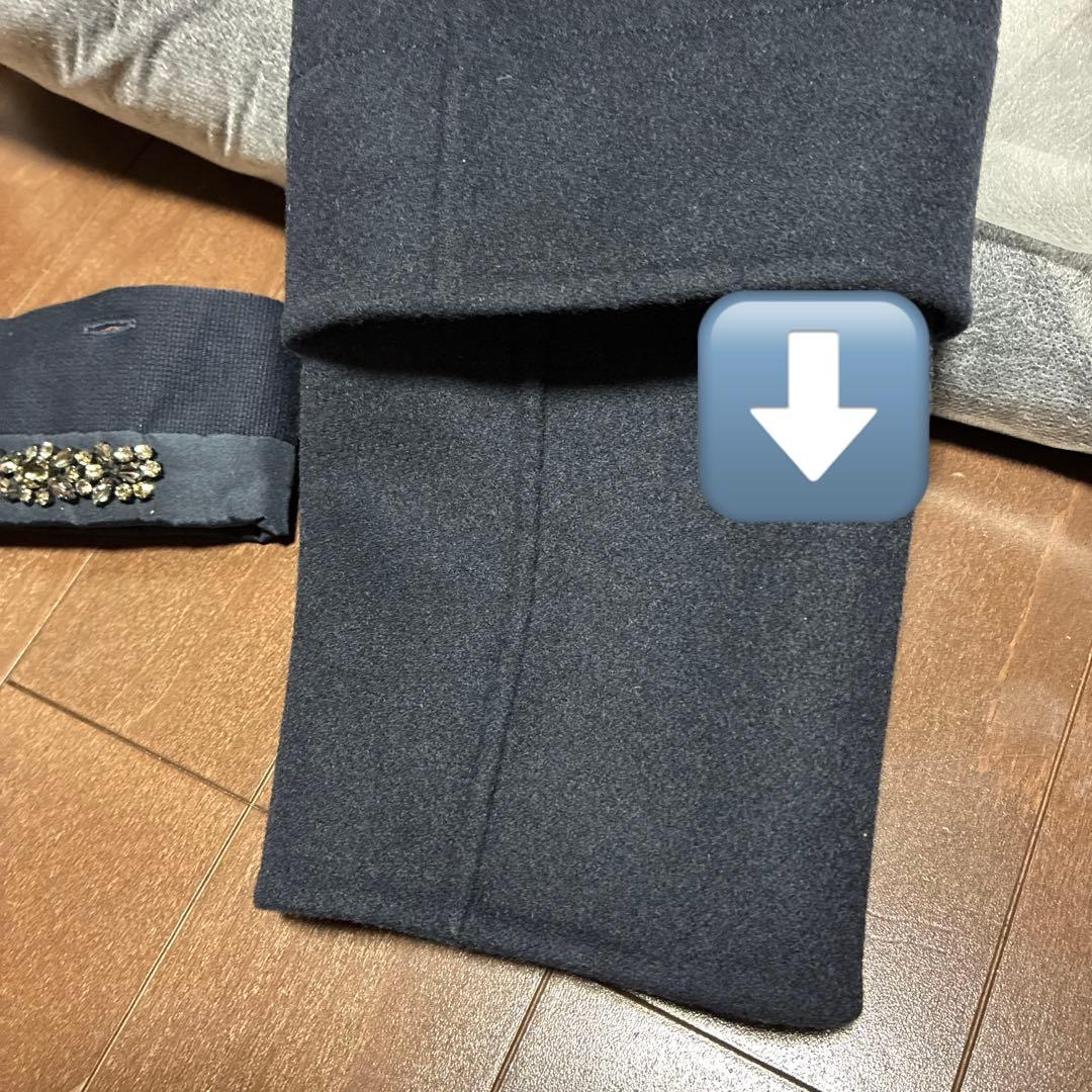 s MAXMARA ネイビー　一枚仕立て　2wayコート　取り外し可能　ビジュー