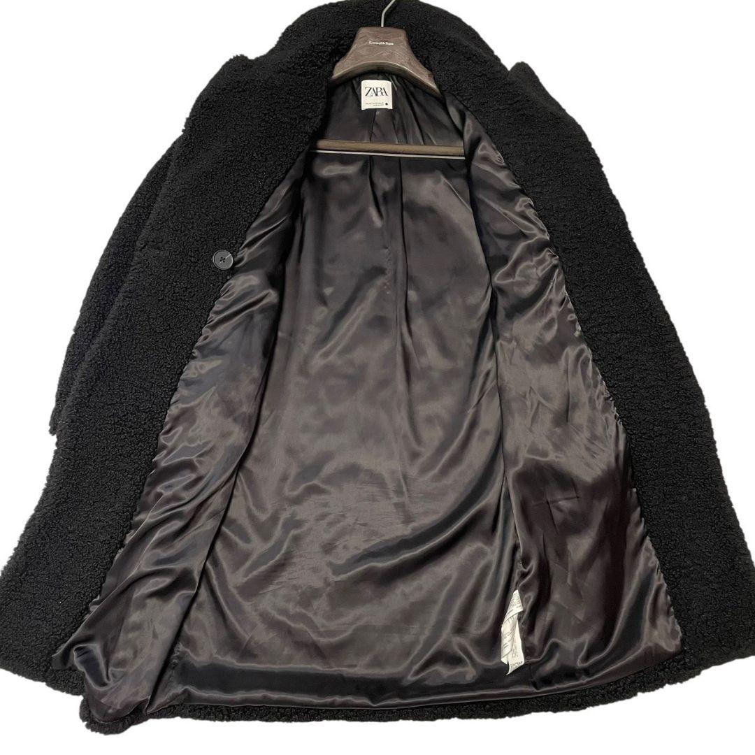 【完売品】ZARA テディベアコート オーバサイズ M〜L相当 ブラック 女優襟