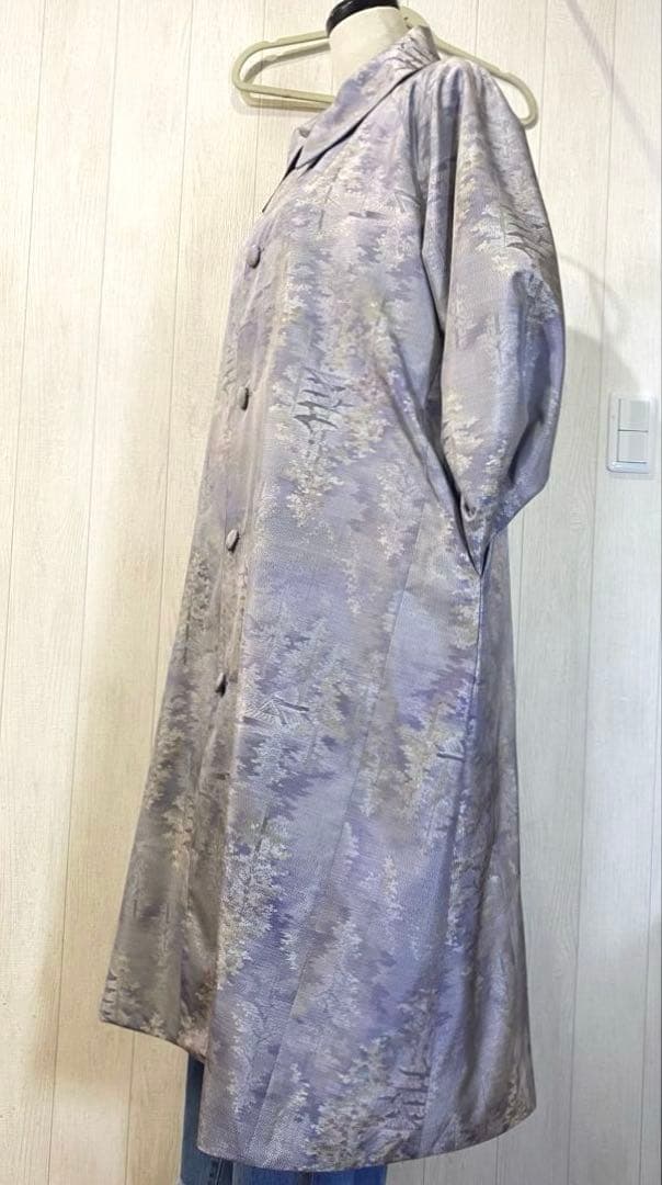 正絹紬 訪問着 白大島紬 リバーシブル コート