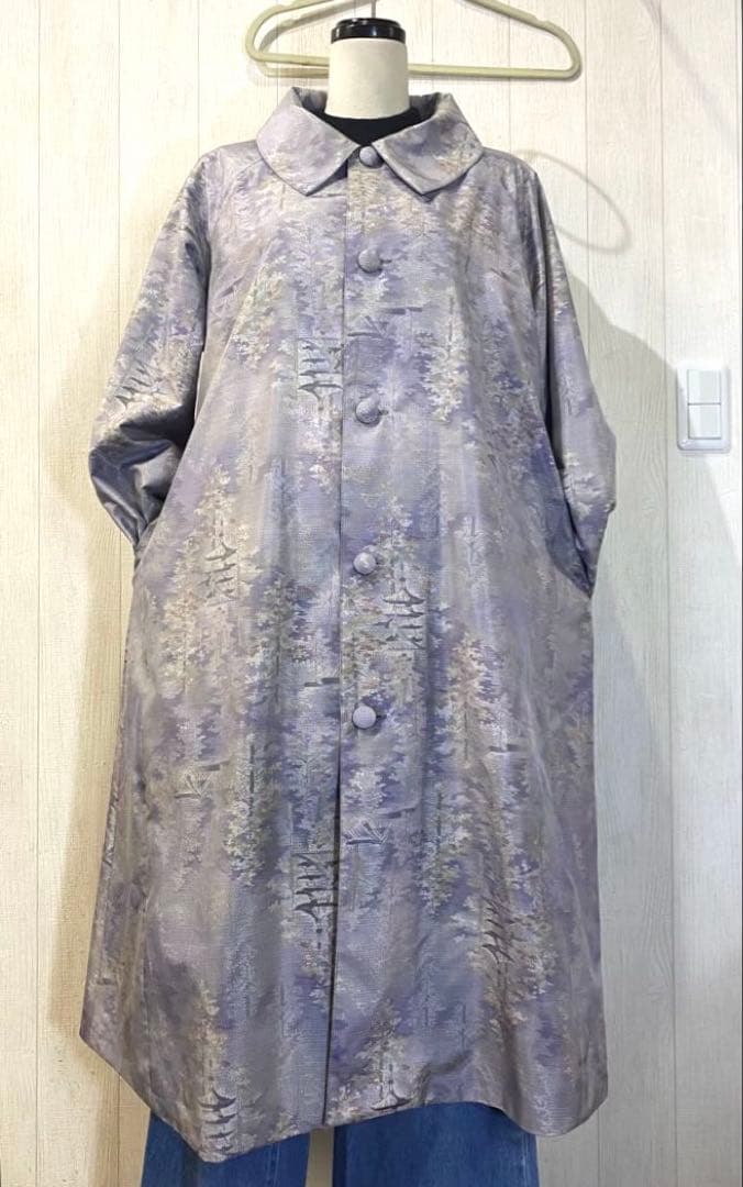 正絹紬 訪問着 白大島紬 リバーシブル コート