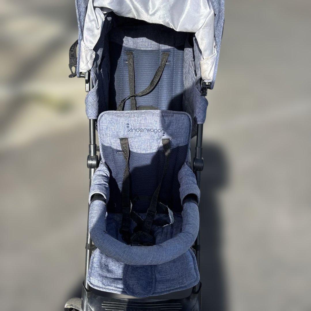 訳有 キンダーワゴン DUOシティHOP2 二人乗りベビーカー　カバー付き