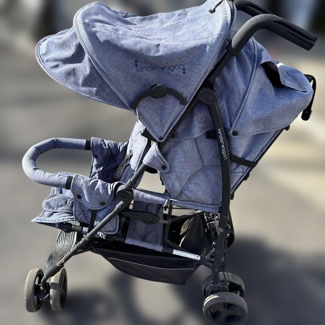 訳有 キンダーワゴン DUOシティHOP2 二人乗りベビーカー　カバー付き