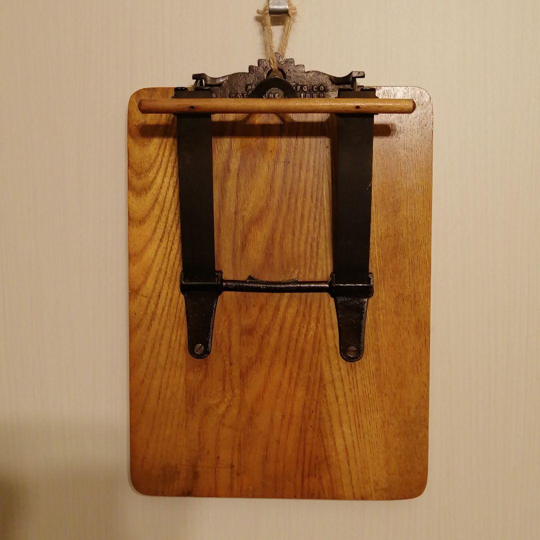 米国アンティーク木製バネ式クリップボード バインダー☆メッセージボード カード
