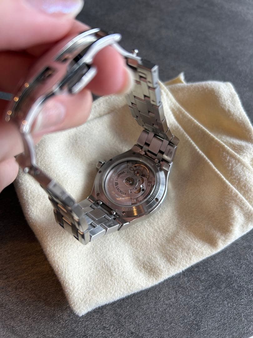 【希少】Maurice Lacroix 自動巻き腕時計 ブラックシェル