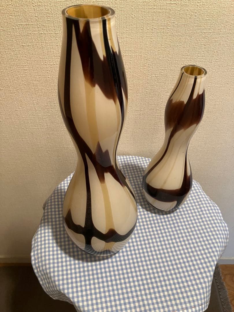 流線型ガラス花瓶セット 2個