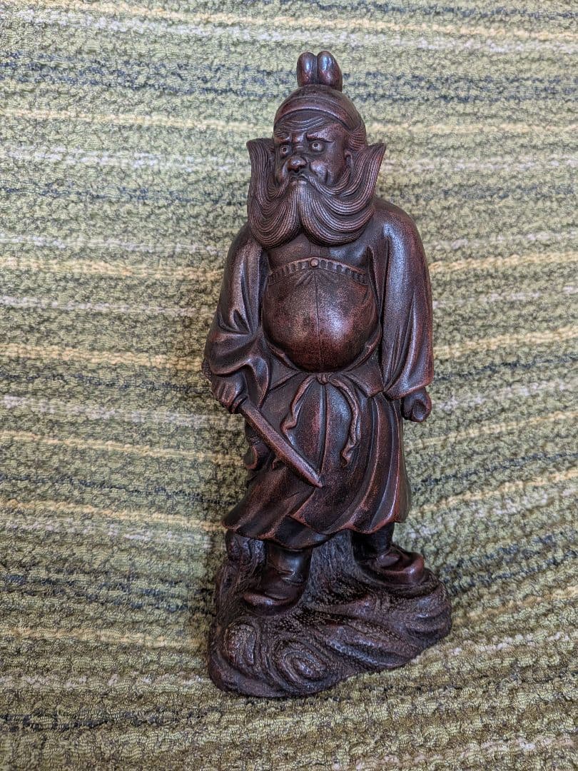 №19古備前鍾馗置物A15、 厄除け・魔除けの鍾馗様像、備前焼の鍾馗置物、