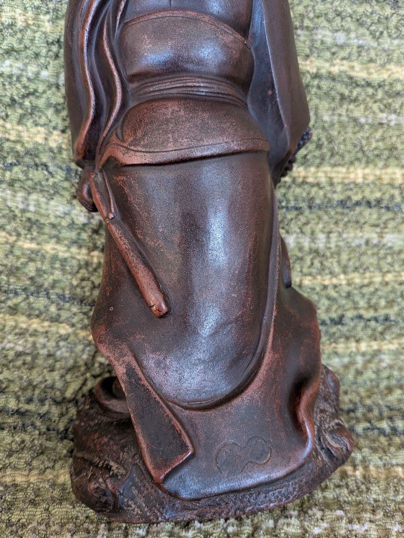 №19古備前鍾馗置物A15、 厄除け・魔除けの鍾馗様像、備前焼の鍾馗置物、