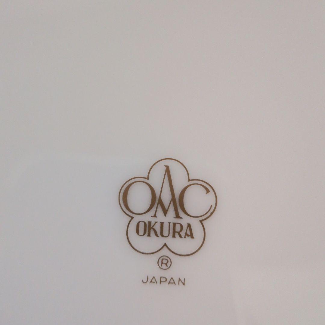 OKURA 青い花の装飾皿 日本製ブルーローズ