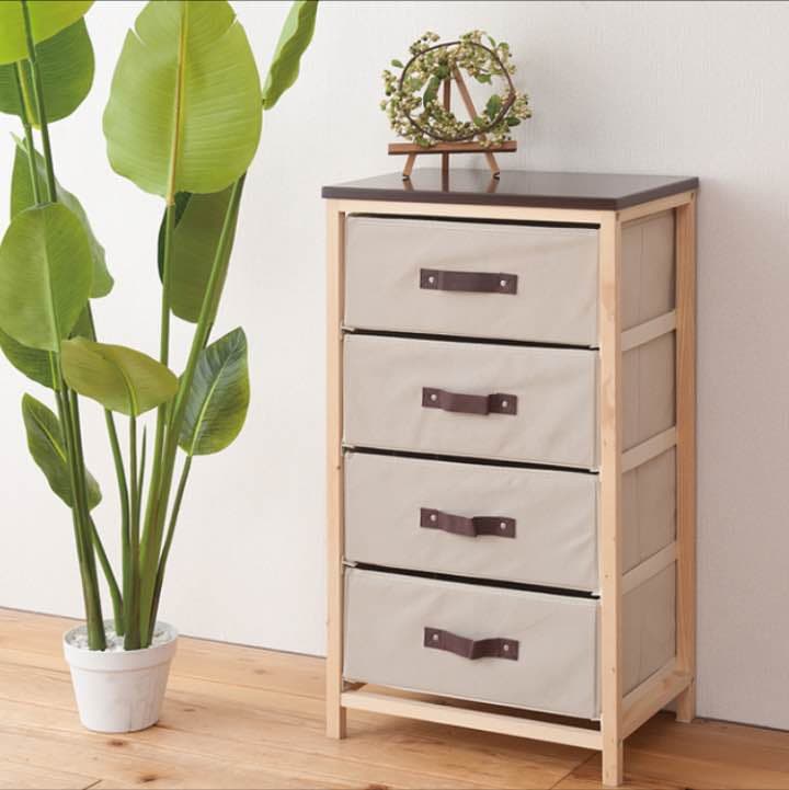 ナチュラルテイスト◎収納ハンプチェスト天板付