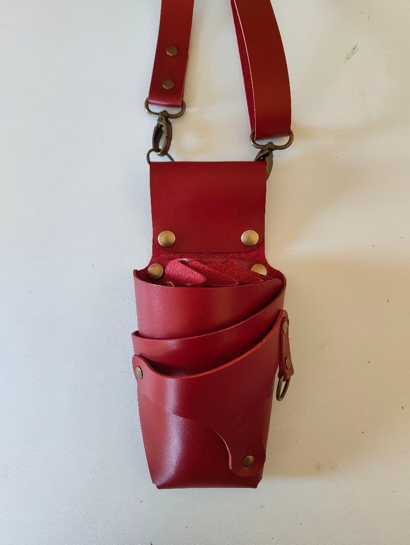 シザーケース　本革　4丁　レッド