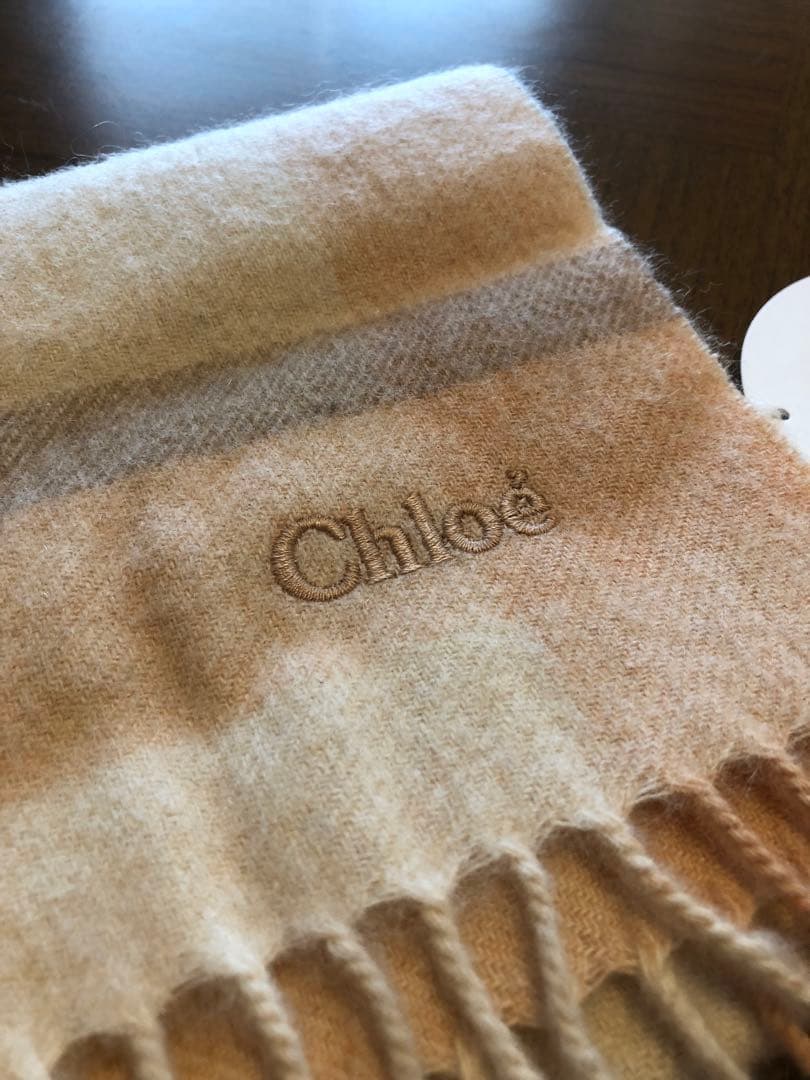 【新品】Chloe カシミア 100% マフラー チェック ピンク ベージュ