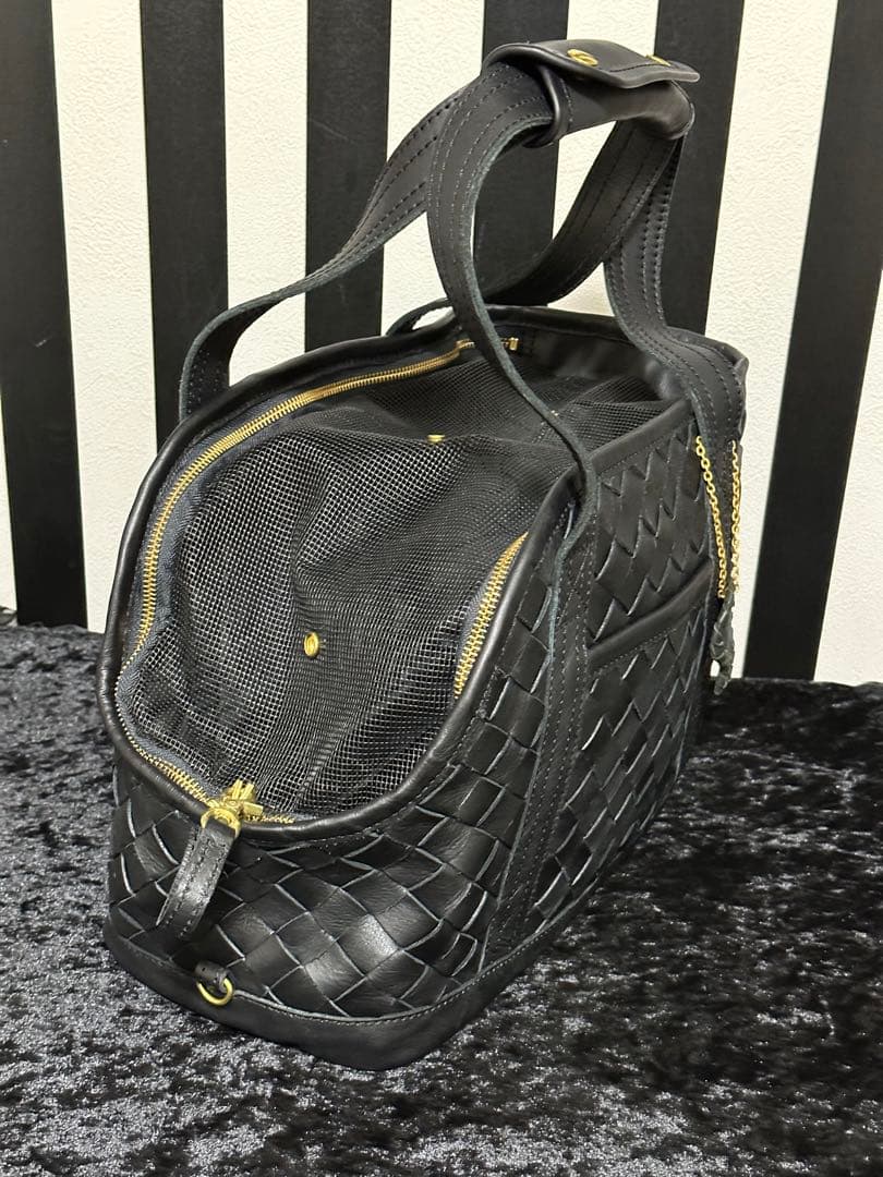 メッシュレザーペットキャリーバッグ