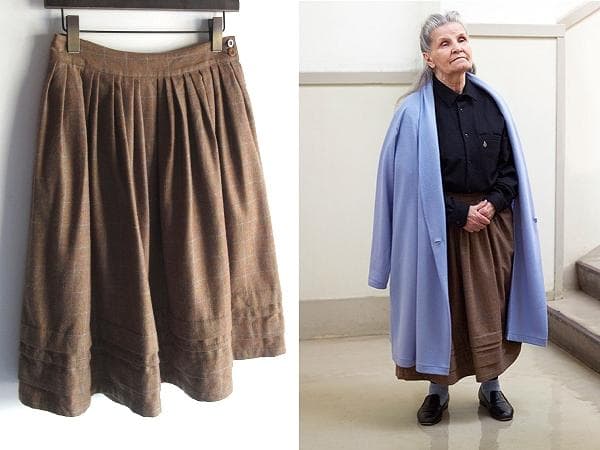 美品 アシードンクラウド Handwerker ウールチェック スカート S