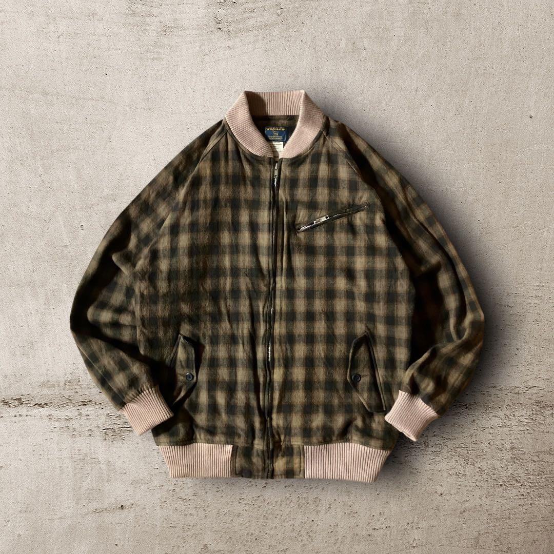 ウールリッチWoolrichチェックブルゾンボンバージャケットCBOYブラウンM