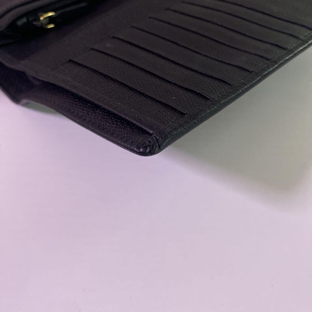 CHANEL ブラック レザー 長財布　ココボタン　シャネル