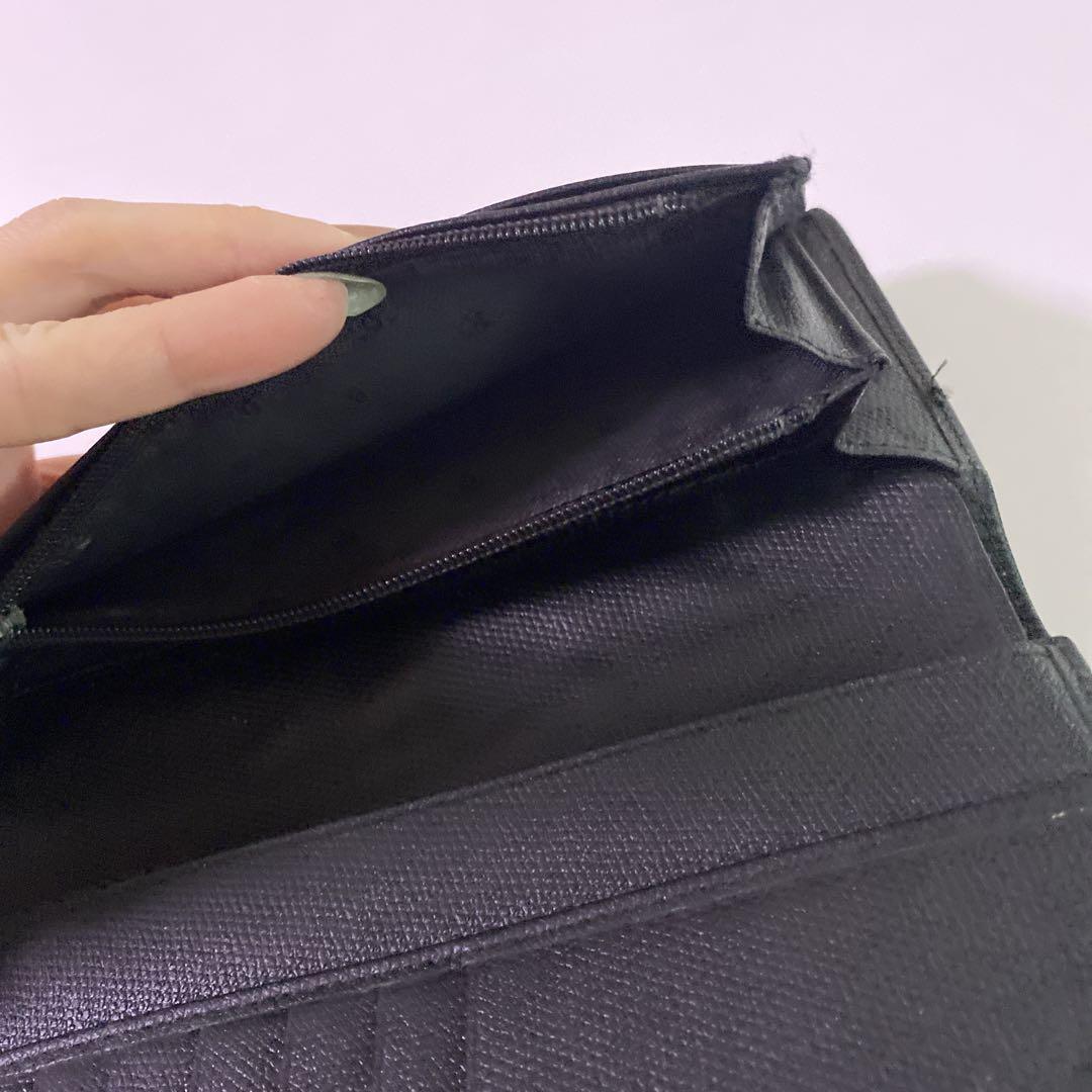 CHANEL ブラック レザー 長財布　ココボタン　シャネル