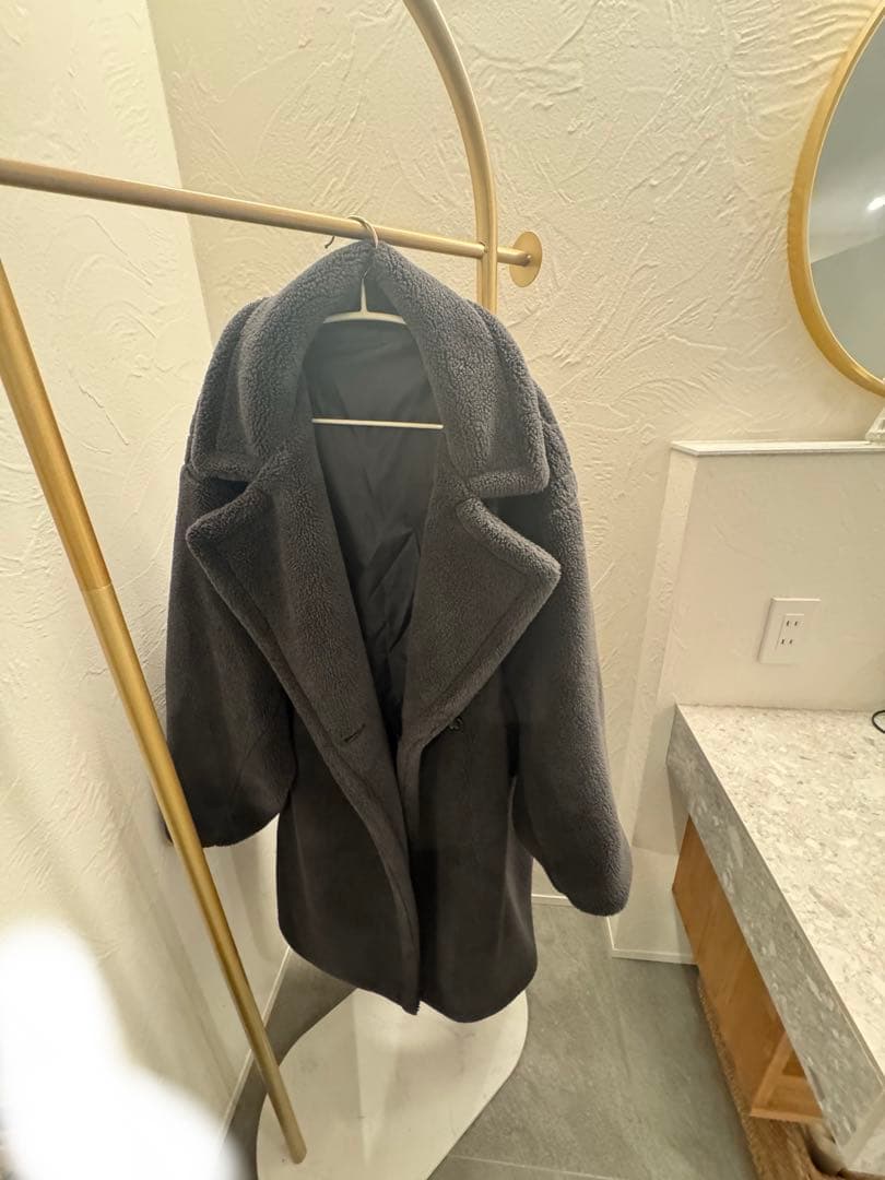 AIJAN テディボアロングコート　チャコール