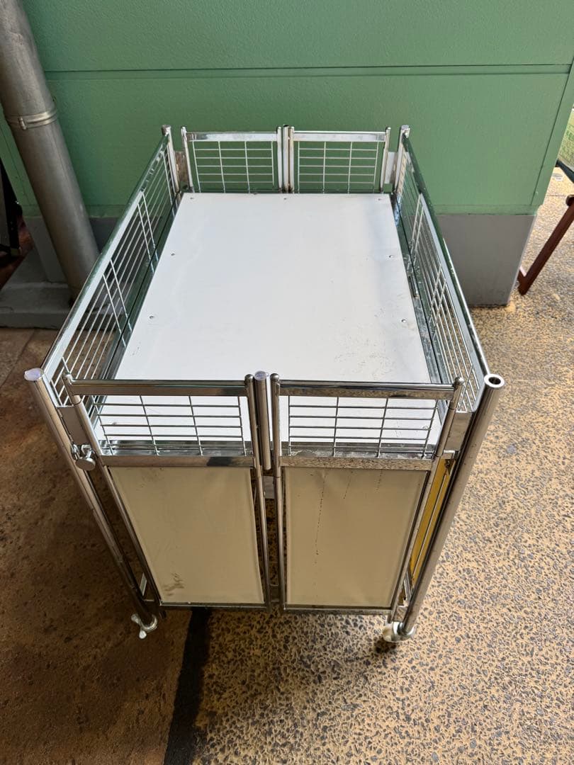 中折れ式ワゴン アイボリー W900　店舗用品　陳列什器　セールワゴン