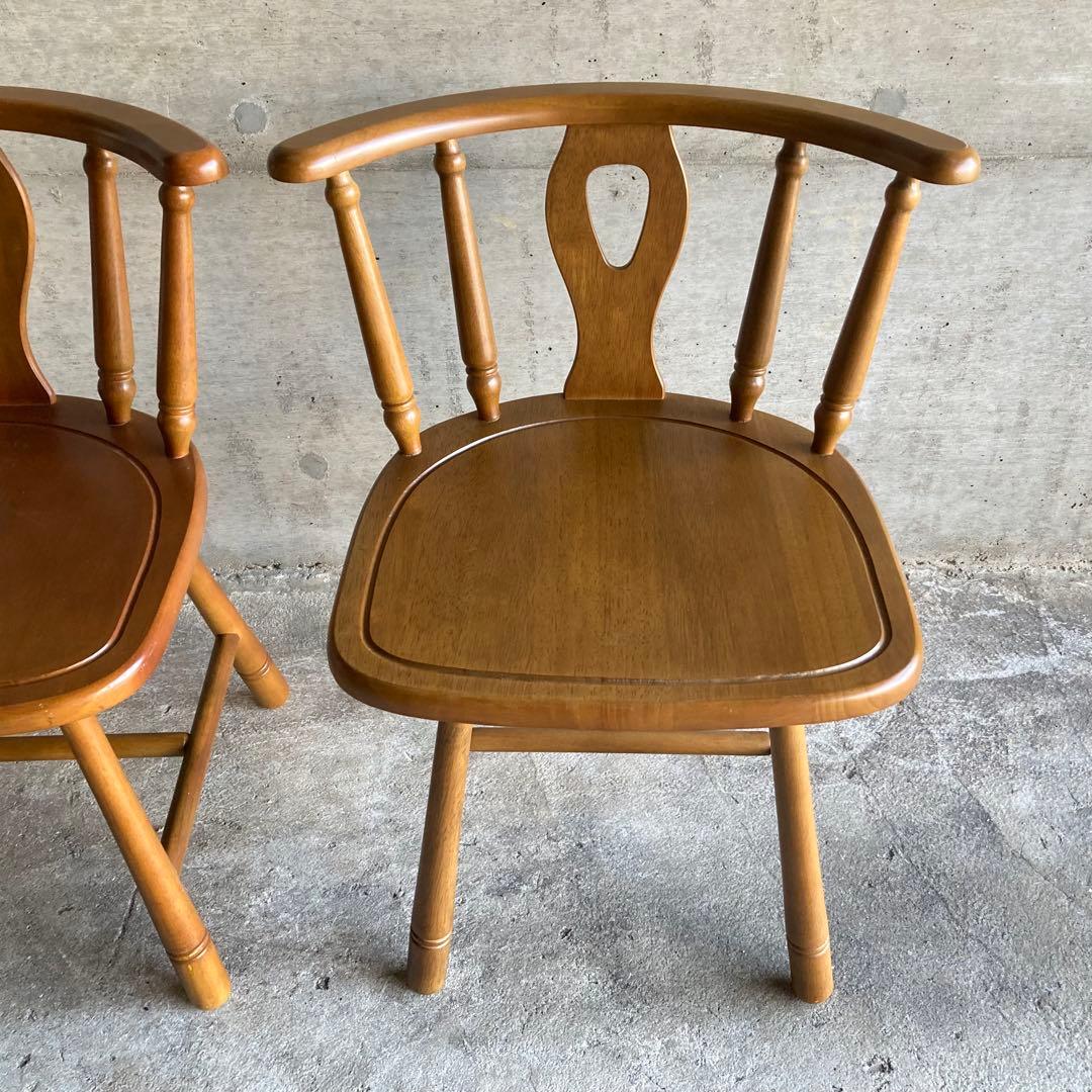 ウィンザーチェア 椅子 リビング ダイニング 2脚 座布団付 木製 家具 レトロ