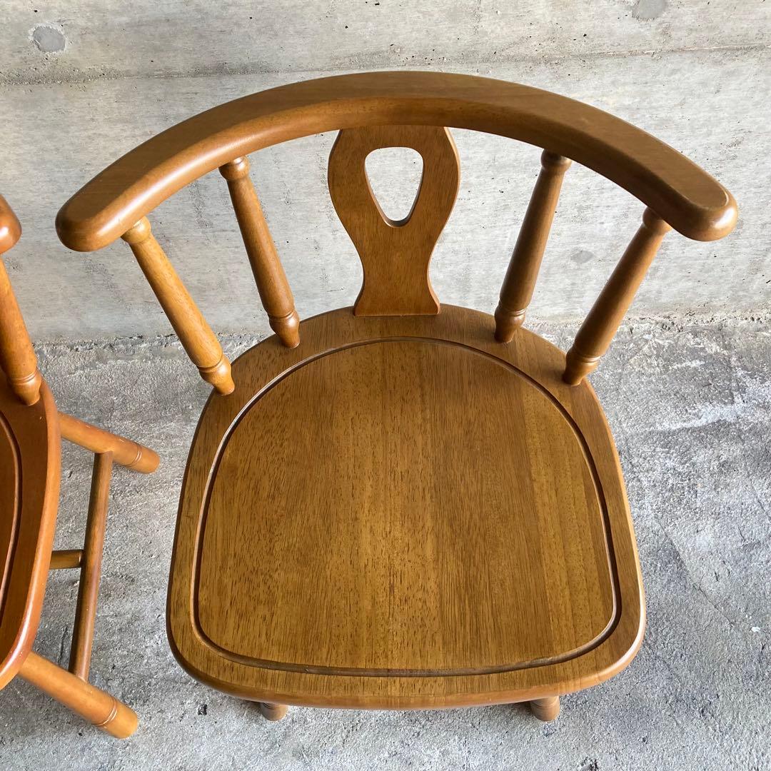 ウィンザーチェア 椅子 リビング ダイニング 2脚 座布団付 木製 家具 レトロ