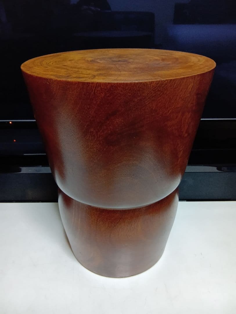 希少　桜屋工業　チーク　無垢材　くり貫き　スツール　男女　２脚