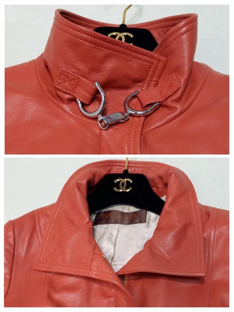 合馬公式アカウント1様✨バルマン ラムレザー ロングコート オレンジブラウン