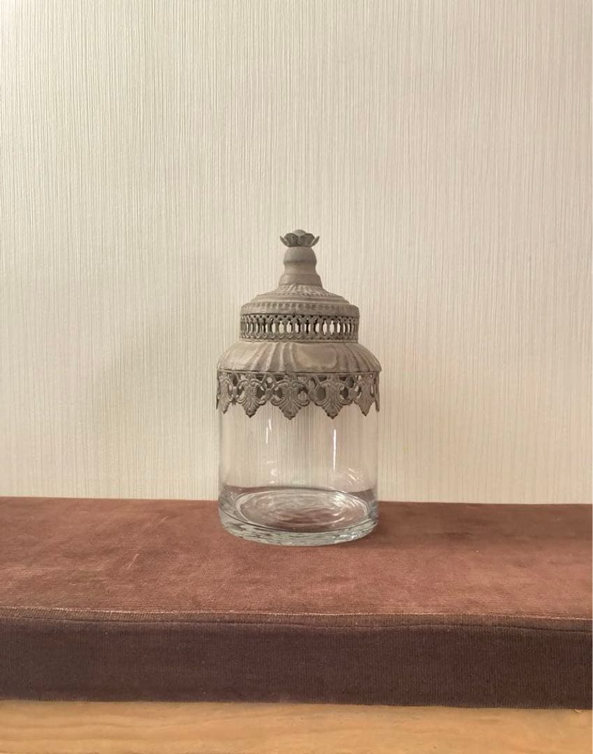 ★フランス・アンティーク・蓋付きキャニスター★蚤の市★ヴィンテージ★ガラス瓶★