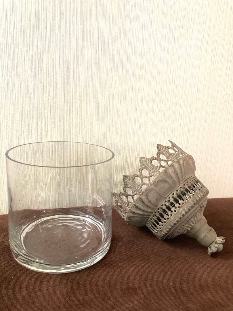 ★フランス・アンティーク・蓋付きキャニスター★蚤の市★ヴィンテージ★ガラス瓶★